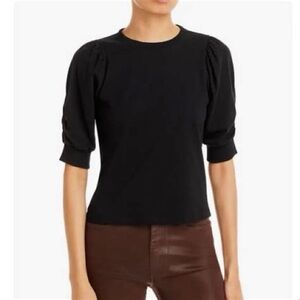 Frame Frankie Black Fitted Puff Sleeve Blouse